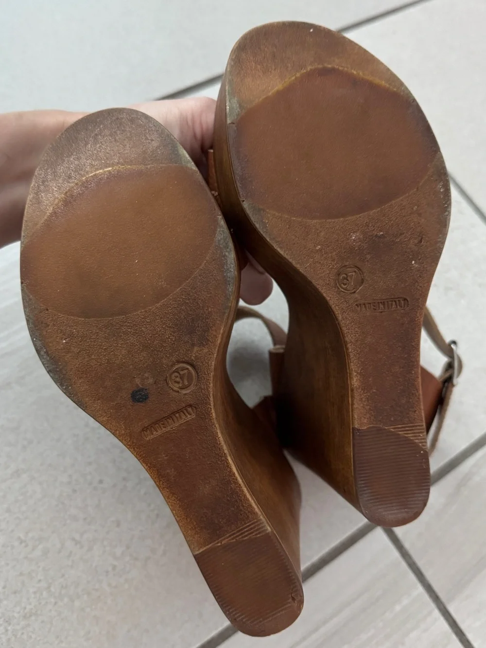 Steve Madden Brown Tan Platform Wedge Sandals with Ankle Strap